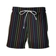thumbnail image 4 of Penkiiy Men Casual Fashion Rainbow Print Shorts Pants with Pockets Elastic Waist Color Block Beach Pants Artistic Short Pants S Black, 4 of 9