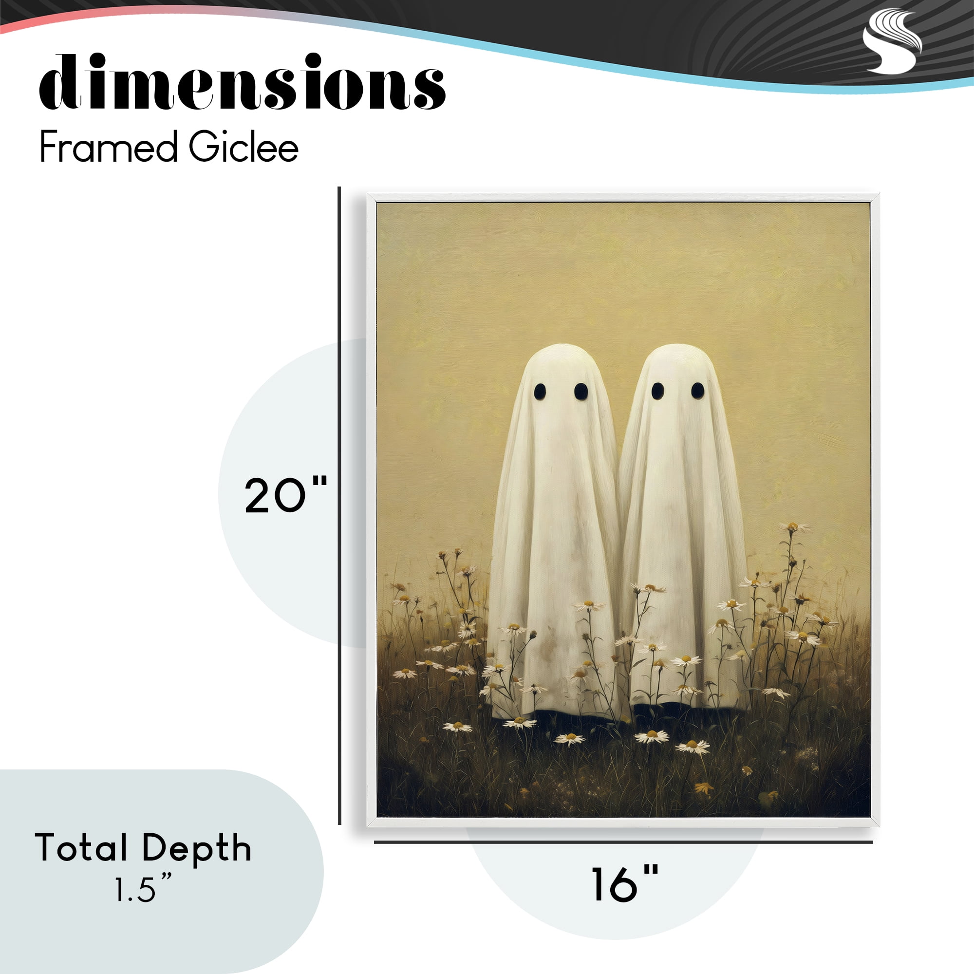 Daisy Ghost Couple White Framed Giclee Art, design by Arlington Prints