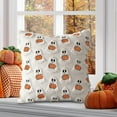 thumbnail image 5 of Halloween Pumpkin Ghost Pillow Covers 18x18 Set of 2, White Soft Plush Faux Fur Farmhouse Throw Cushion Cases for Holiday Home Decorations, 5 of 7