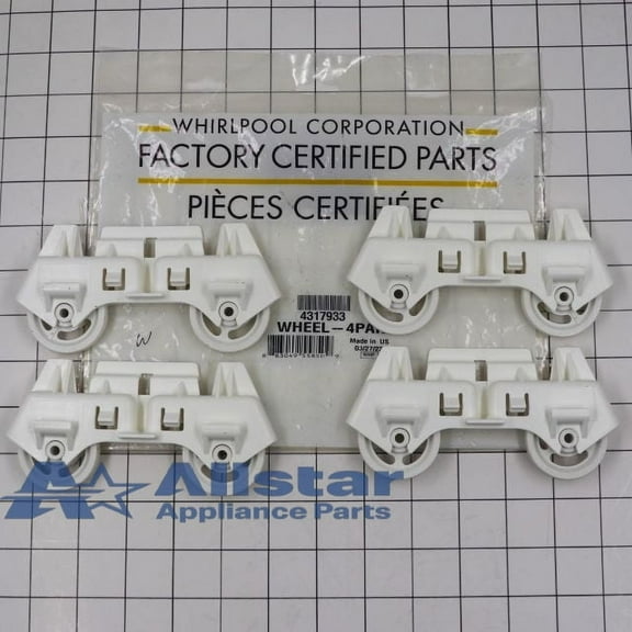 Whirlpool Dishwasher Dishrack Roller (Set of 4) 4317933