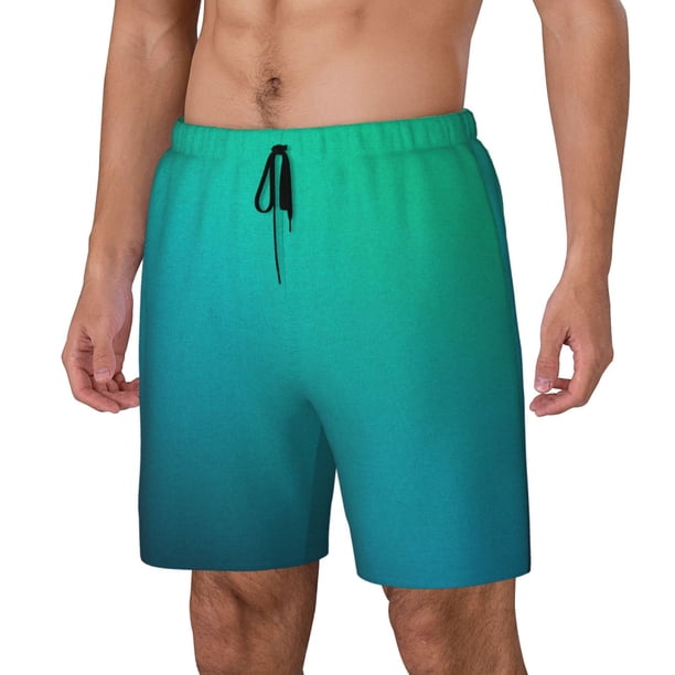 Fotbe Green Turquoise Teal Traje de Baño para Hombre – Shorts de Natación de Secado Rápido con Forro y Bolsillos-X-Large