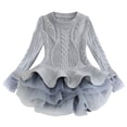 thumbnail image 4 of Splozh Robe une Pièce pour Tout-Petites Filles, Printemps et Automne, Robe de Fête à Manches Longues d'Hiver pour Filles, Robe en Maille à Motif, Gris, 4-5 Ans, 4 of 6
