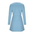 thumbnail image 5 of ClodeEU Womens Square Neck Long Sleeve Bodice Dress , Side Slit Flare Mini Dresses Sky Blue,Womens Plus M, 5 of 6
