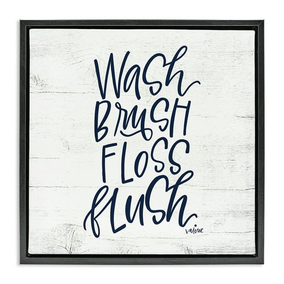 Stupell Industries Rustic Bathroom Rules Typography Painting Black Floater Framed Canvas Art Print Wall Art, 18 x 18