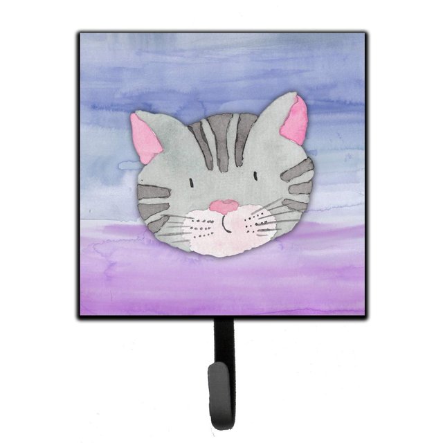 ""Caroline'S Treasures Gancho De Pared De Acuarela Con Cara De Gato, Pequeño, Multicolor""