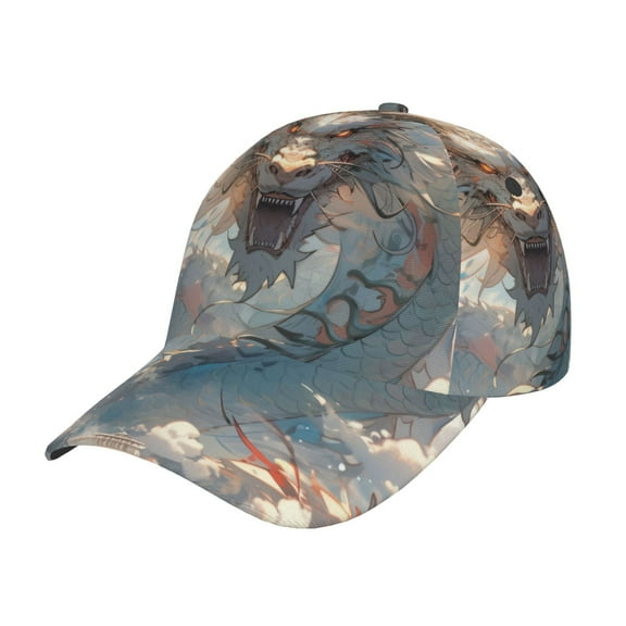 Fuzoiu Cool Cloud White Dragon Print Adjustable Baseball Cap for Men and Women, Unisex Sports Hat, Sun Protection Hat for Running Workouts and Outdoor Activities All Seasons