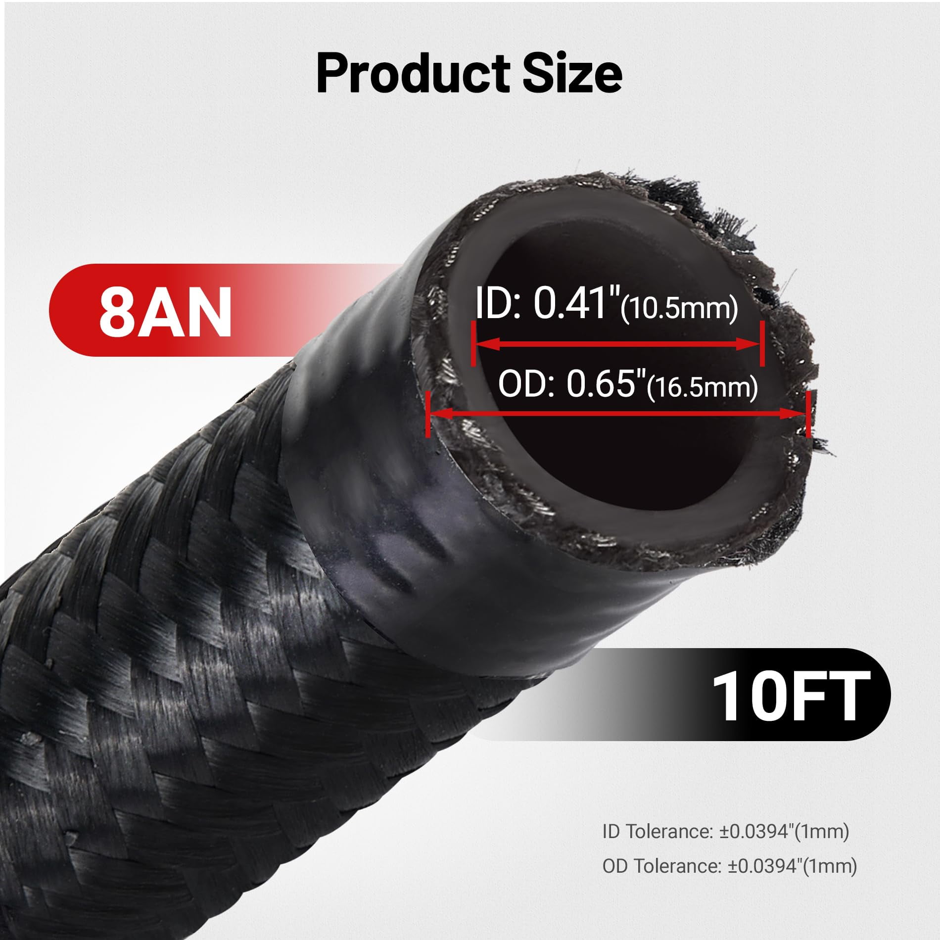 SPEEDWOW 8AN Fuel Line, AN8 Braided Fuel Hose Nylon CPE 10FT Black
