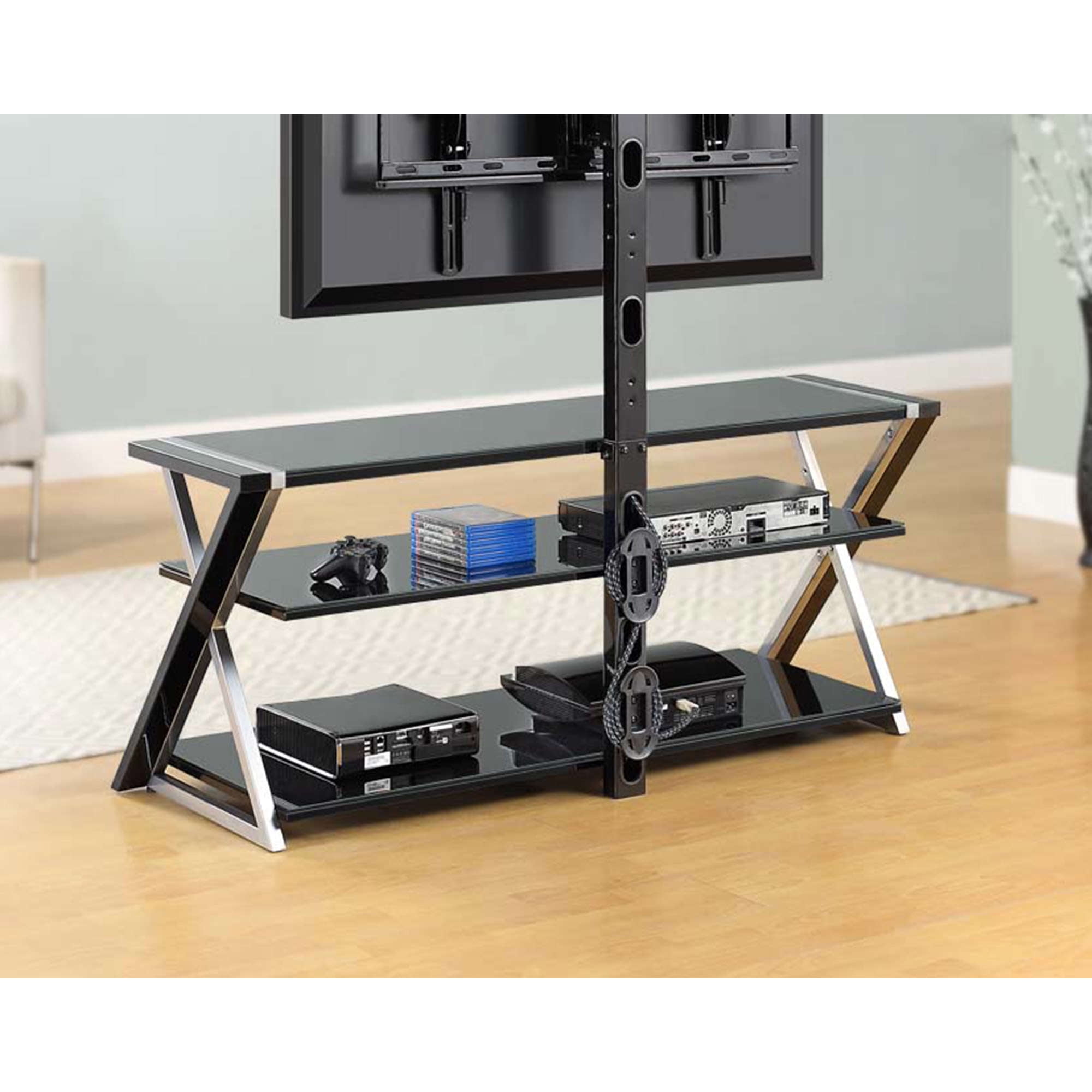 Whalen Xavier 3in1 Television Stand, Black, 51 OFF