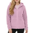 thumbnail image 4 of HNMKIU Full Zip Hooded Sweatshirt with Front Pockets Soft Warm Winter Pullover Casual Comfort Outerwear Zip Up Hoodie Light Pink,L, 4 of 5