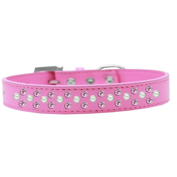 Dog, Puppy Pet Fashion Collar, "Pearl and Light Pink Crystal Rimsets Sprinkles"