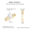 thumbnail image 5 of Rosec Jewels Moissanite Emerald Cut Engagement Ring 2 Ct - 6X8 mm - Solitaire Ring with Beaded Detailing - D-VS1 Grade, 18K Yellow Gold, US 13.00, 5 of 8