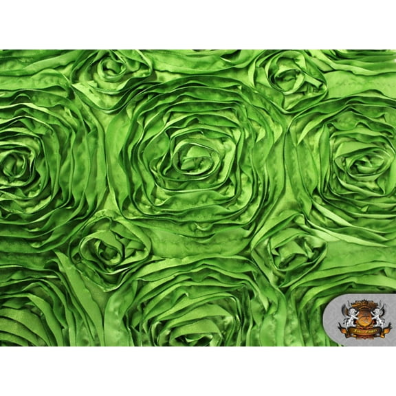 Rosette Satin Fabric GREEN / 54" Wide / Sold by the yard