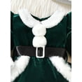 thumbnail image 6 of Miaouyo Infant Baby Girls Christmas Romper Dress 1 3 6 9 12 18 Months Plush Patchwork Long Sleeve Jumpsuits and Cute Santa Hat Set, 6 of 9