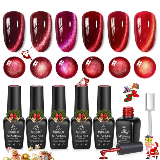Set de esmaltes de uñas en gel Beetles Red Cat Eye Sultry Burgundy