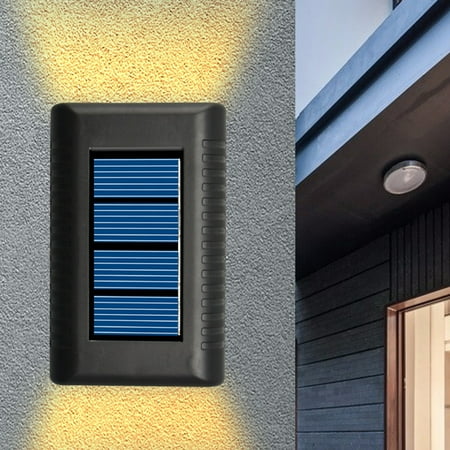 

Fjofpr Solar Wall Light UP And Down Illuminate Outdoor Sunlight Sensor Lamp IP65 Waterproof Modern Decor For Home Garden Porch Black With 4 LED Lamp Beads