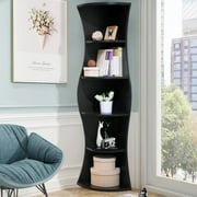 Nesuncia Curvy Design 15.7"W x 15.7"D x 70.8"H 5-Shelf Decorative Shelves, Brown