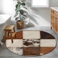 thumbnail image 3 of Round Rugs 3Ft, Brown Round Area Rug Washable Indoor Throw Carpet, Vintage Art Plaid Farmhouse Checkered Small Non Slip Circle Rug for Bedroom Living Room Home Decor Aesthetic, 3 of 8