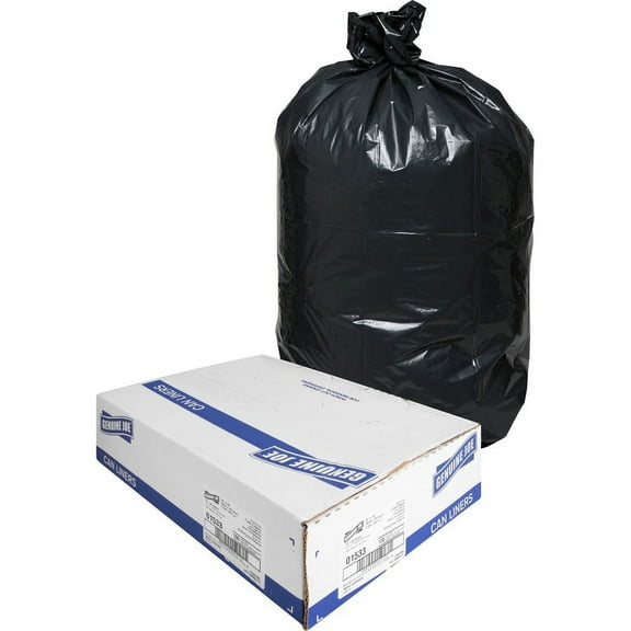Genuine Joe Heavy-Duty Trash Can Liners - Medium Size - 33 gal - 33" Width x 40" Length x 1.50 mil (38 Micron) Thickness - Low Density - Black - 100/C | Bundle of 2 Cartons