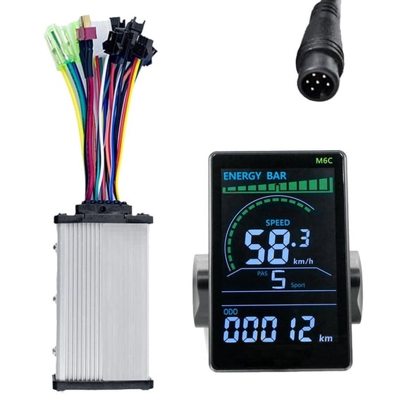 M6C Electric Bike LCD Display 36V 350W Sine Wave Controller E Scooter LCD Panel Color Screen with USB for E-Bike(6PIN),Black
