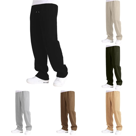 AWZXDE Kids Straight Leg Sweatpants Elastic Waist Solid Color Loose Casual Trousers Boys Girls Daily Sports Pants Black - 13-14 Years