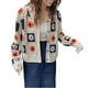 thumbnail image 3 of Txlixc Suéter floral de ganchillo femenino, cardigan de botón de manga larga, negro / beige / rosa Txlixc  moda, 3 of 5