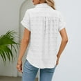 thumbnail image 4 of Women Button Down Shirt 2024 Summer Dressy Casual Work Tunic Tops Beach Loose Fitted Short Sleeve Going Out Blouse, 4 of 4