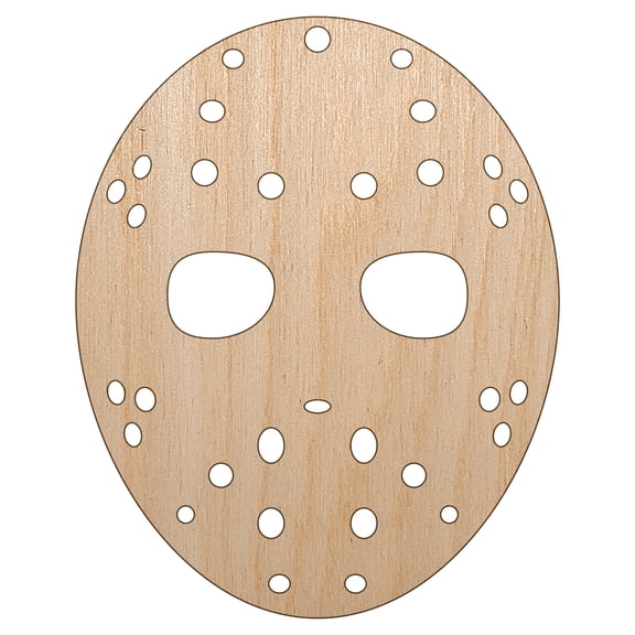 Hockey Mask Goalie Scary Halloween Wood Holiday Christmas Tree Ornament Unfinished DIY Pre-Drilled Craft