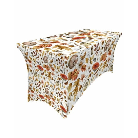 

Autumn Flower Mushroom Elastic Table Skirt Wedding Birthday Table ration Table Skirt Tablecloth for Party