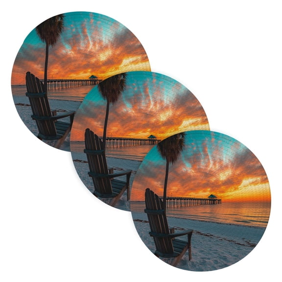 BZSMCE Mats for Pots,Pans Place Ffyy3_a_beautiful_sunset_over_the_turquoise_ocean_with_palm_tre_8634318c-6f57-45e8-aa0f-ffe73aeb5886 Simple Style Pattern Pot Mats