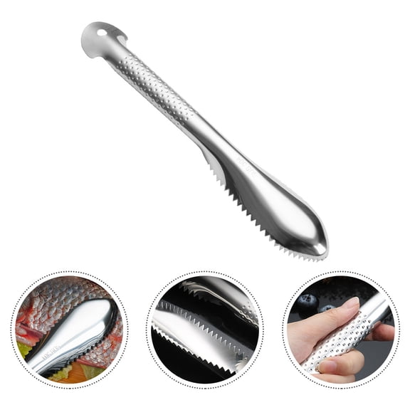 Baluue Stainless Steel Fish Scale Remover, Plated Fish Scaler Scraper Kitchen Tool for Chefs, Home Cooking and Seafood Prep
