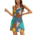 thumbnail image 1 of Retro Pattern With Blue Flare Dress Square Neck Dress Elegant Female Fashion Printed Dress Retro Pattern Short Dress Y2K, 1 of 5
