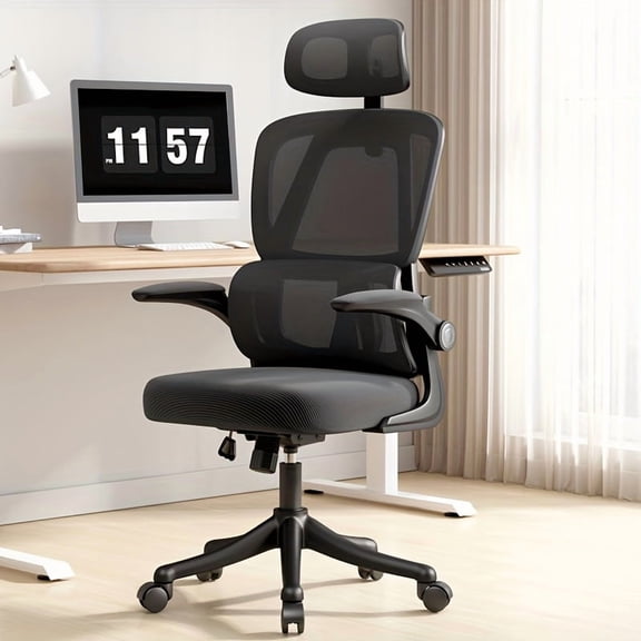 VIDITA Office Chair, Ergonomic Mesh Desk Chair with Adjustable Lumbar Support, Headrest, Flip-up Arms and Wheels for Adults