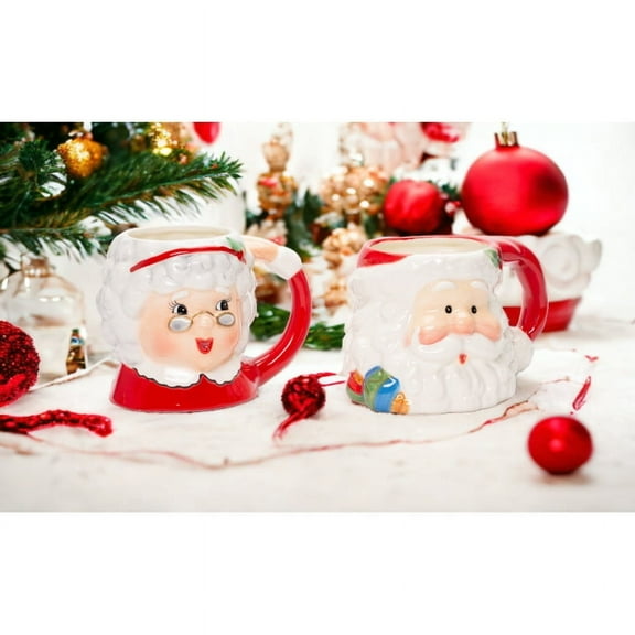 Ceramic Santa Claus Mrs Claus Mugs Set 14oz 16oz Christmas Gift