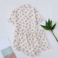 thumbnail image 4 of Wang6 Pajamas Sets for Womens with Shorts Soft Pjs Loungewear Sets 2 Pieces Short Sleeve V Neck Button Shirts Shorts Floral Printed Sleepwear Set Purple M, 4 of 5