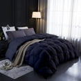 thumbnail image 4 of Black All Season Down Pin-Tuck Comforter- Eastern King Size 118 x 110 Inches 1 pc Pinch Pleated Comforter 600 GSM & 4-Corner Tab's 100% Egyptian Cotton- Black Solid, 4 of 15