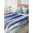 thumbnail image 5 of Queen Flat Sheet 90"x102", Abstract Navy Blue Soft Lightweight Bedding Flat Sheets Only, Vintage Grey Street Painting Art Brushed Microfiber Top Bed Sheet, Breathable StainResistant Bedsheets, 5 of 9