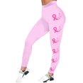 thumbnail image 5 of Breast Cancer Awareness Leggings For Women Pink Ribbon Print High Waist 4-Way Stretch Workout Pants for Running Casual, 5 of 5