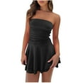 thumbnail image 1 of Lovzfmll Robe Jupe à Volants Décontractée pour Femme, Haut Tube, Jupe Plissée Couvrant les Hanches, Noir, G, 1 of 7