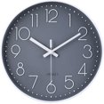 thumbnail image 1 of Modern Hanging Clock, 30cm Wide Decorative Silent No Dripping Indoor Quartz Circular Hanging Clock Non-Life Kitchen Office Shell - White Frame Gray Background, 1 of 5