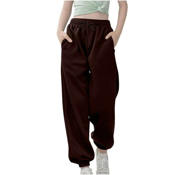 Ruyang Jogger Sweatpants for Girls Drawstring Leisure Parachute Pant Classic Streetwear Fashion Clothes Multiple Pockets