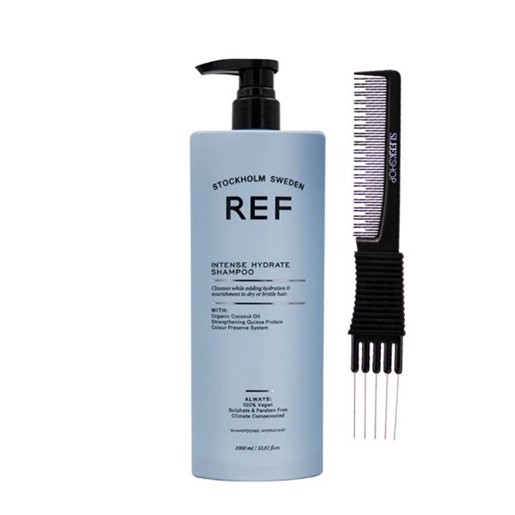 Reference Of Sweden REF Intense Hydrate Shampoo (33.8 oz) with SLEEKSHOP Teasing Comb (PACK OF 1)