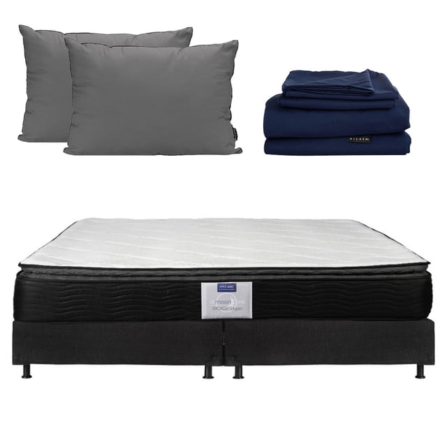 Colchón King Size Legan + Box Base Cama + Almohada 2Pack + Sábanas Softy