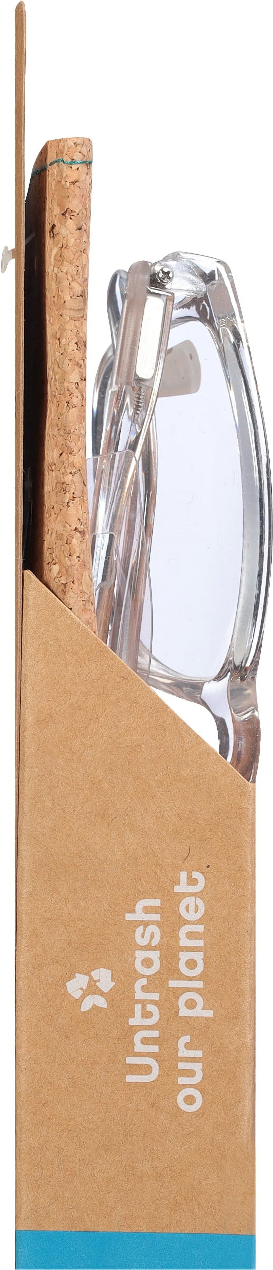 B.E Bio Eyes Mens Rectangular Reading Glasses Made from Recycled Plastic Ewan +1.50 in Crystal