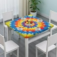 thumbnail image 3 of Colorful Tie Dye Mandala Square Fitted Tablecloth with Elastic Edge,Square Table Cover,Washable Elastic Table Cover for Home Kitchen Party Decor 34"x34", 3 of 6