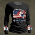 thumbnail image 2 of Women's Patriotic Long Sleeve T-Shirts 250th Anniversary American Flag Gradient Print Crewneck Slim Fit 4th of July Casual Tops , #01 Multicolor, XXL, 2 of 3