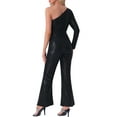 thumbnail image 3 of INSPIRE CHIC Sequin Jumpsuits for Women's One Shoulder See Through Wide Legs Party Romper XS Black, 3 of 6