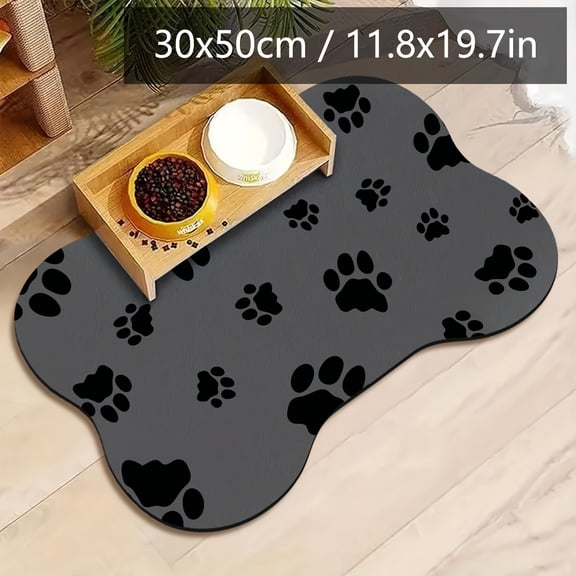 Dog Paw Pattern Pet Feeding Mat, Rubber Non-Slip Absorbent Pet Pad, Soft Multi-purpose Mat for Dogs Cats, Food Bowl Mat Sleeping Cushion, Durable Easy Clean Indoor Pet Mat for Pet Owners