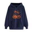 thumbnail image 4 of Taqqpue Halloween Hoodies for Women Casual Pumpkin Face Printed Drawstring Hooded Sweatshirt Fall Winter Long Sleeve Tops Loose Fit Y2K Oversized Hoodie Pullover with Pockets, 4 of 6
