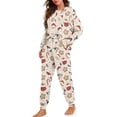 thumbnail image 4 of HELLHERO Christmas Pjs Set for Women Santa Claus Printed Pajama Crewneck Sleepwear Comfy Loungewear Star Printed Nightwear with Pockets, XL, 4 of 5