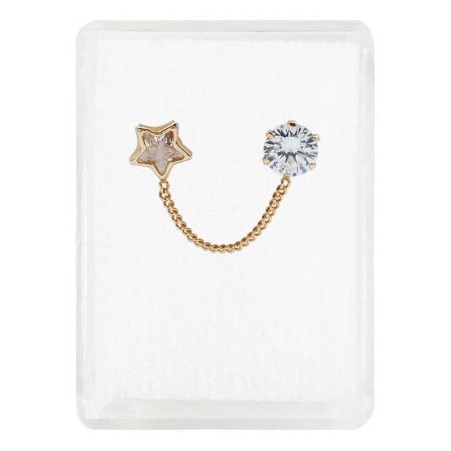 JOYARIS Arete Broquel Grande Estrella Zirconia Cadena Mujer Oro 10k A-0000192
